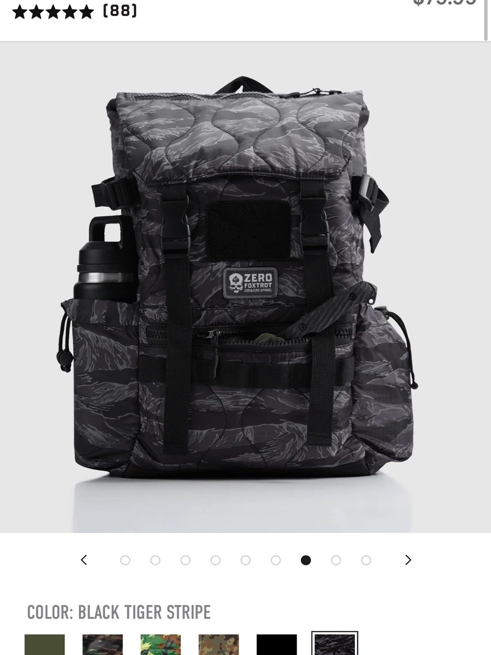 ZERO FOXTROT Black Tiger Stripe Tactical Backpack for Men